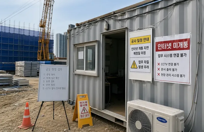 건설현장 컨테이너 사무실의 통신 사용 환경 예시