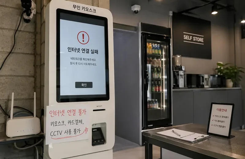 무인매장 키오스크와 결제 장비가 놓인 공간 예시